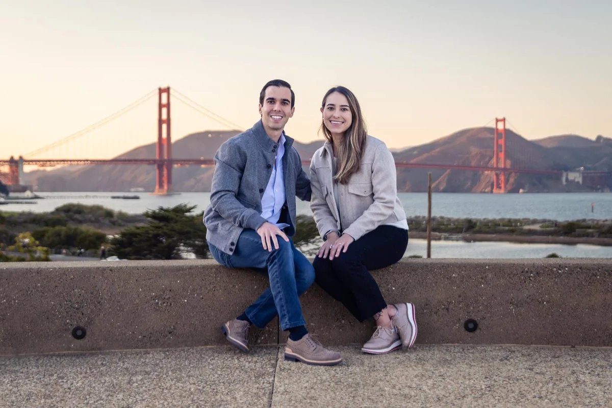Mafe and partner with Golden Gate Bridge in background